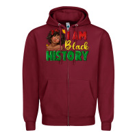 Burgundy i am black history with afro black girl Zipper Hoodie - texasbilliewilder