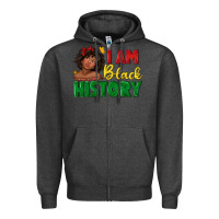 Charcoal Heather i am black history with afro black girl Zipper Hoodie - texasbilliewilder