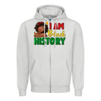 Dove Grey i am black history with afro black girl Zipper Hoodie - texasbilliewilder