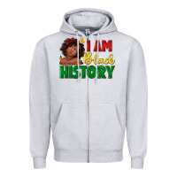 Heather Grey i am black history with afro black girl Zipper Hoodie - texasbilliewilder