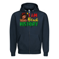 Navy i am black history with afro black girl Zipper Hoodie - texasbilliewilder