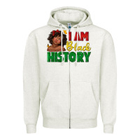 Oatmeal Heather i am black history with afro black girl Zipper Hoodie - texasbilliewilder