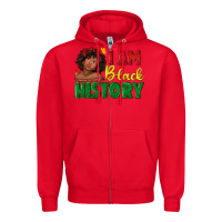 Red i am black history with afro black girl Zipper Hoodie - texasbilliewilder