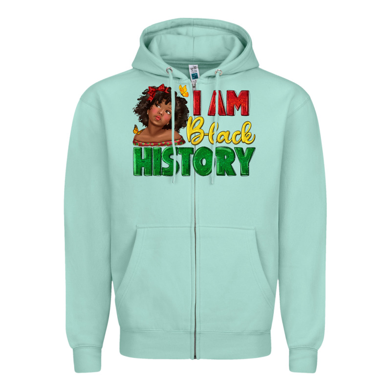 I Am Black History With Afro Black Girl Zipper Hoodie by texasbilliewilder | Teevron