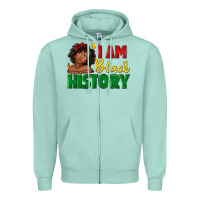 Seafoam i am black history with afro black girl Zipper Hoodie - texasbilliewilder