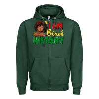 Sports Green i am black history with afro black girl Zipper Hoodie - texasbilliewilder