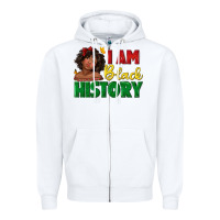 White i am black history with afro black girl Zipper Hoodie - texasbilliewilder