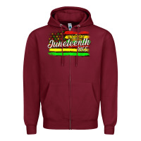 Burgundy juneteenth 1865 with crown flag Zipper Hoodie - texasbilliewilder