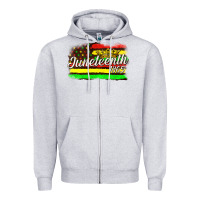 Heather Grey juneteenth 1865 with crown flag Zipper Hoodie - texasbilliewilder