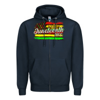 Navy juneteenth 1865 with crown flag Zipper Hoodie - texasbilliewilder