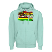 Seafoam juneteenth 1865 with crown flag Zipper Hoodie - texasbilliewilder