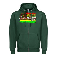 Sports Green juneteenth 1865 with crown flag Zipper Hoodie - texasbilliewilder