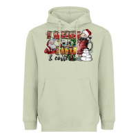 Matcha I Believe In Santa And Coffee Heavyweight Hoodie - CowhideDigitalArt