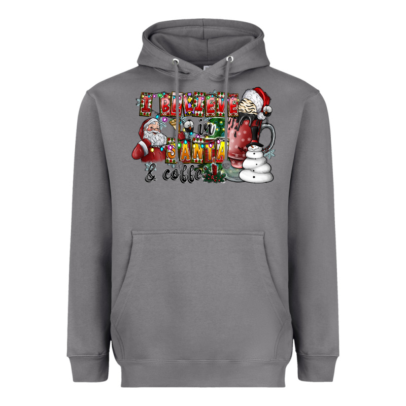 I Believe In Santa And Coffee Heavyweight Hoodie by CowhideDigitalArt | Teevron
