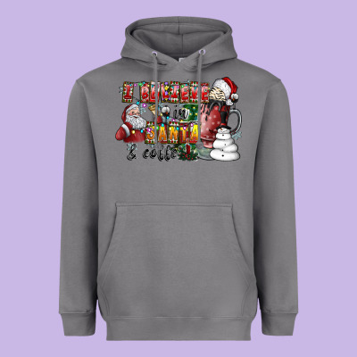 I Believe In Santa And Coffee Heavyweight Hoodie Designed By Cowhidedigitalart