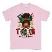 Bubblegum Pink teacher life afro messy bun Classic Tee - texasbilliewilder