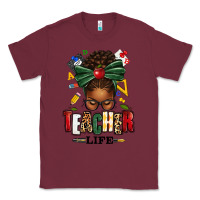 Burgundy teacher life afro messy bun Classic Tee - texasbilliewilder