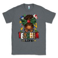 Charcoal Heather teacher life afro messy bun Classic Tee - texasbilliewilder