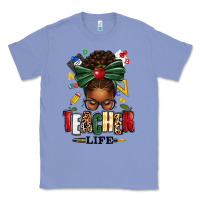 Colony Blue teacher life afro messy bun Classic Tee - texasbilliewilder