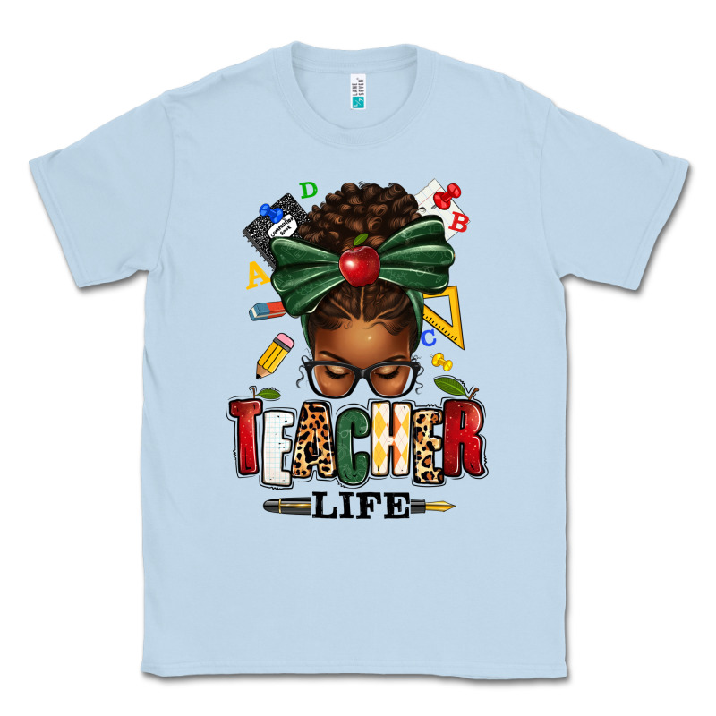 Teacher Life Afro Messy Bun Classic Tee by texasbilliewilder | Teevron