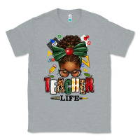 Heather Grey teacher life afro messy bun Classic Tee - texasbilliewilder
