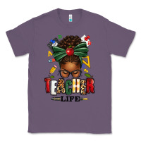Lavender teacher life afro messy bun Classic Tee - texasbilliewilder