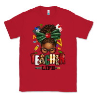 Red teacher life afro messy bun Classic Tee - texasbilliewilder