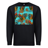 Black rooster and sunflowers seamless pattern Premium Sweatshirt - HRA Design Shop