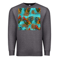 Charcoal Heather rooster and sunflowers seamless pattern Premium Sweatshirt - HRA Design Shop