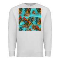 Dove Grey rooster and sunflowers seamless pattern Premium Sweatshirt - HRA Design Shop