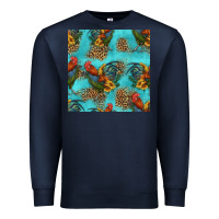 Navy rooster and sunflowers seamless pattern Premium Sweatshirt - HRA Design Shop