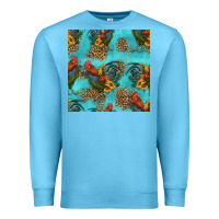 Ocean Blue rooster and sunflowers seamless pattern Premium Sweatshirt - HRA Design Shop