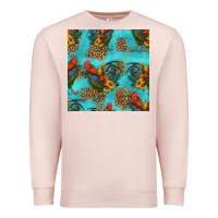 Pale Pink rooster and sunflowers seamless pattern Premium Sweatshirt - HRA Design Shop
