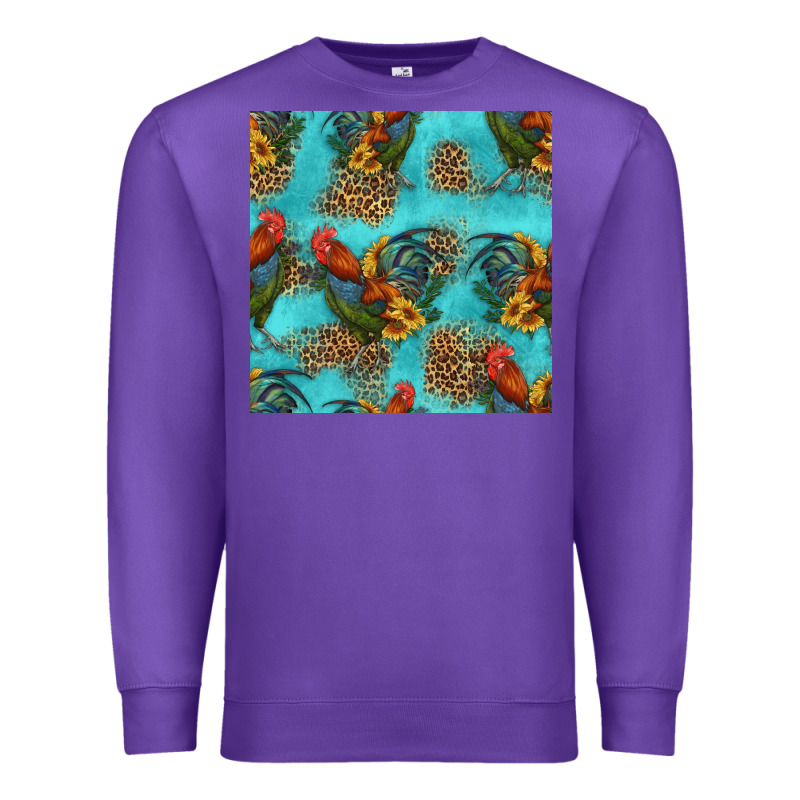 Rooster And Sunflowers Seamless Pattern Premium Sweatshirt by HRA Design Shop | Teevron