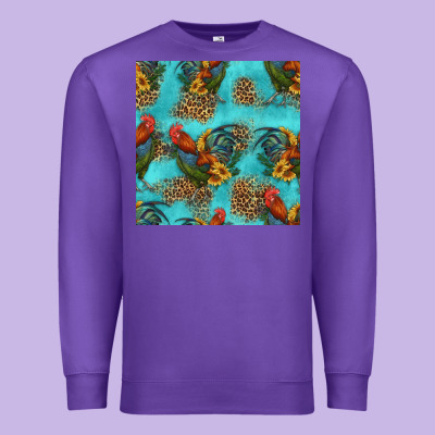 Rooster And Sunflowers Seamless Pattern Premium Sweatshirt Designed By Hra Design Shop
