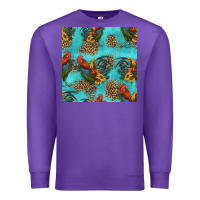 Purple rooster and sunflowers seamless pattern Premium Sweatshirt - HRA Design Shop