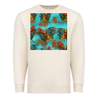 Sandshell rooster and sunflowers seamless pattern Premium Sweatshirt - HRA Design Shop
