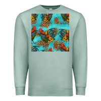 Seafoam rooster and sunflowers seamless pattern Premium Sweatshirt - HRA Design Shop