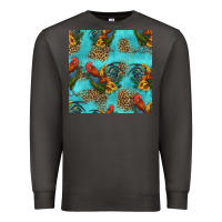 Smoke rooster and sunflowers seamless pattern Premium Sweatshirt - HRA Design Shop