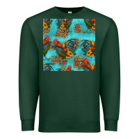 Sports Green rooster and sunflowers seamless pattern Premium Sweatshirt - HRA Design Shop