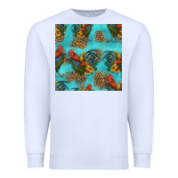White rooster and sunflowers seamless pattern Premium Sweatshirt - HRA Design Shop