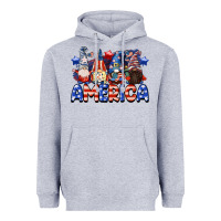 Heather Grey America gnomes 4th of July Heavyweight Hoodie - CowGirlArtShop