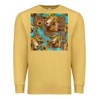 Antique Gold goat sunflowers seamless pattern Premium Sweatshirt - HRA Design Shop