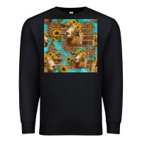 Black goat sunflowers seamless pattern Premium Sweatshirt - HRA Design Shop