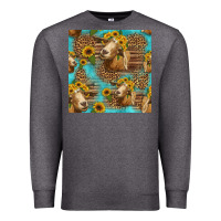 Charcoal Heather goat sunflowers seamless pattern Premium Sweatshirt - HRA Design Shop