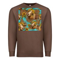 Chestnut goat sunflowers seamless pattern Premium Sweatshirt - HRA Design Shop