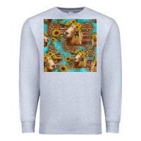 Heather Grey goat sunflowers seamless pattern Premium Sweatshirt - HRA Design Shop