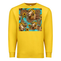 Lemon goat sunflowers seamless pattern Premium Sweatshirt - HRA Design Shop