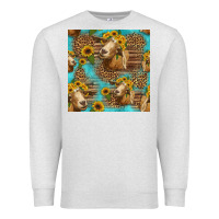 Oatmeal Heather goat sunflowers seamless pattern Premium Sweatshirt - HRA Design Shop
