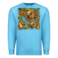 Ocean Blue goat sunflowers seamless pattern Premium Sweatshirt - HRA Design Shop